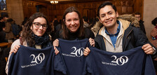Three students with 200th sweatshirts