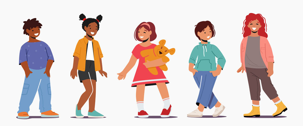 colorful illustration of five children