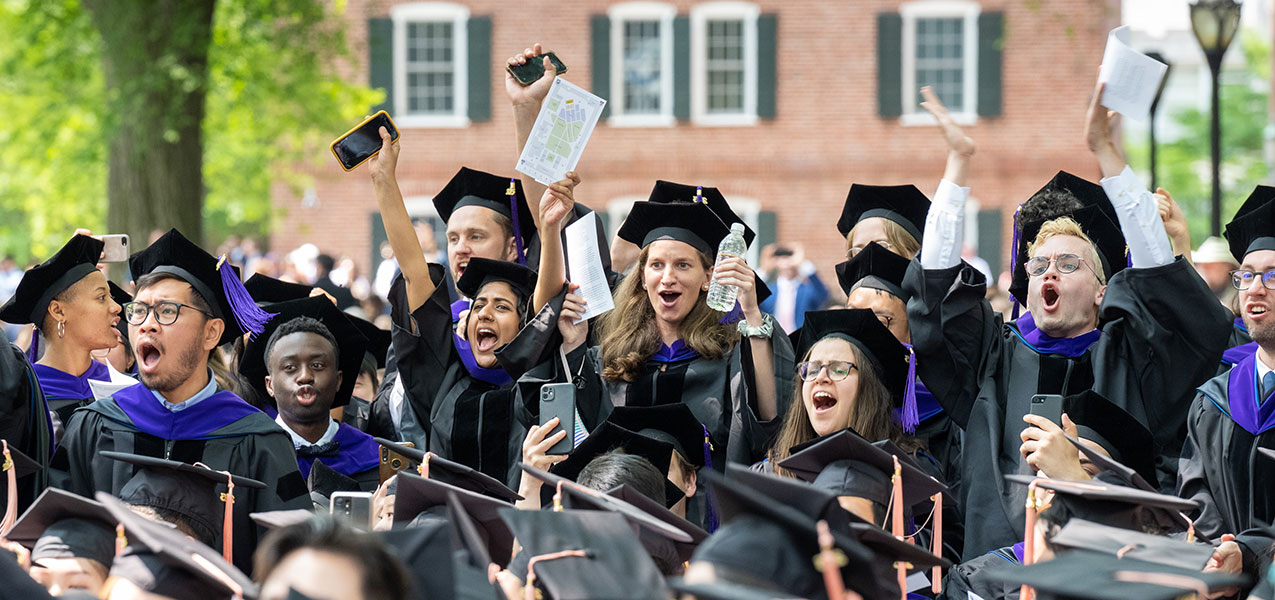 YLS students cheer during the Old Campus commencement ceremony