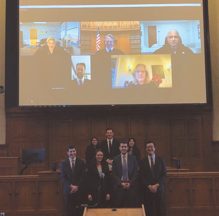Photo of students and judge participants at Moot Court 2022