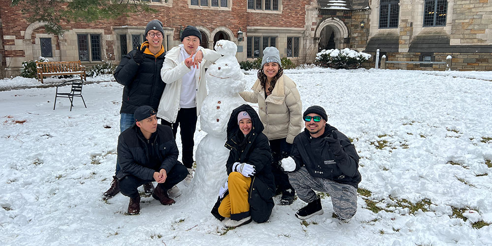 students and snowman