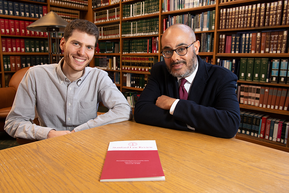 Greg Briker and Justin Driver in the Law Library