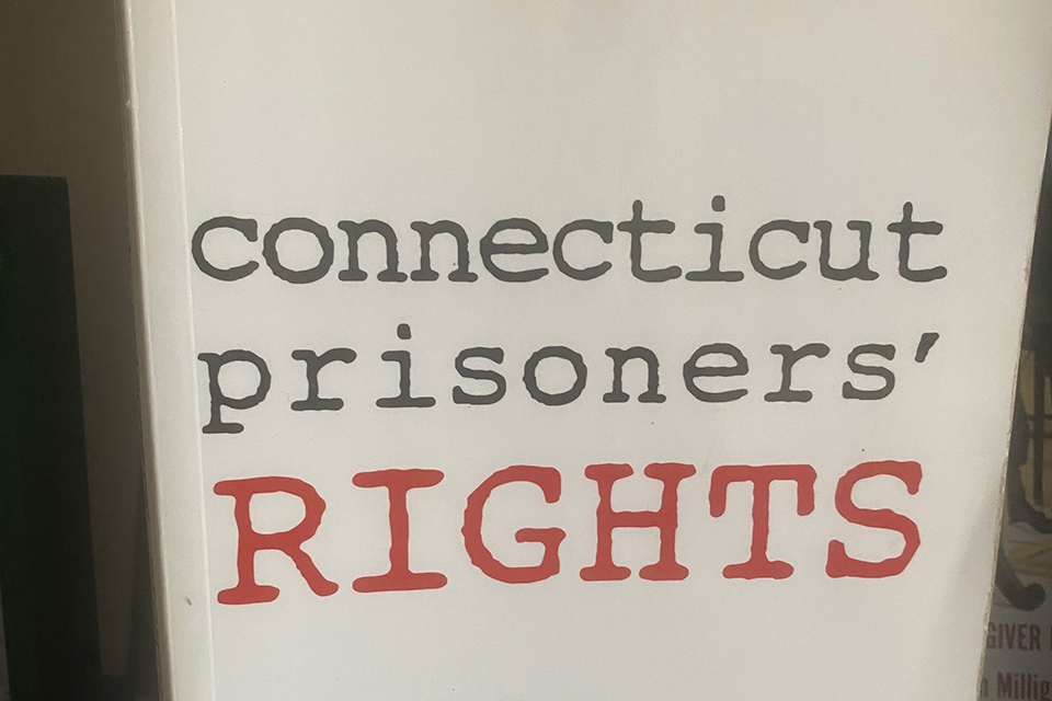 A book cover with the words "Connecticut Prisoners' Rights"