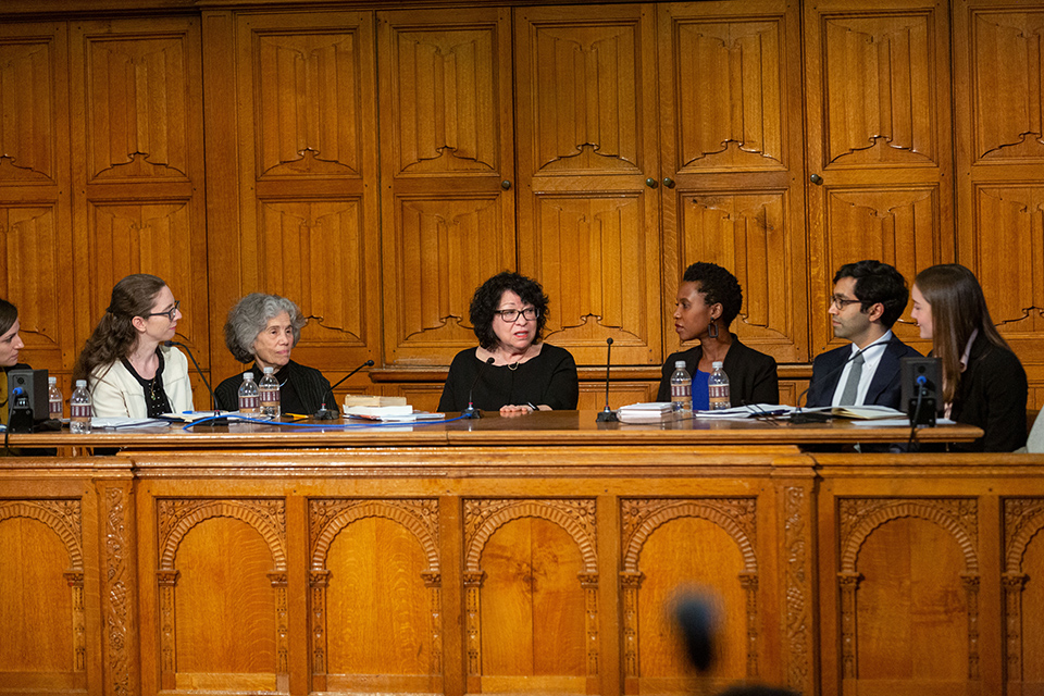 Justice Sonia Sotomayor and panelists at the Liman Colloquium