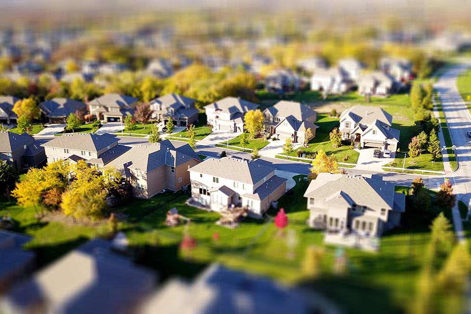 an aerial view of houses in a suburb