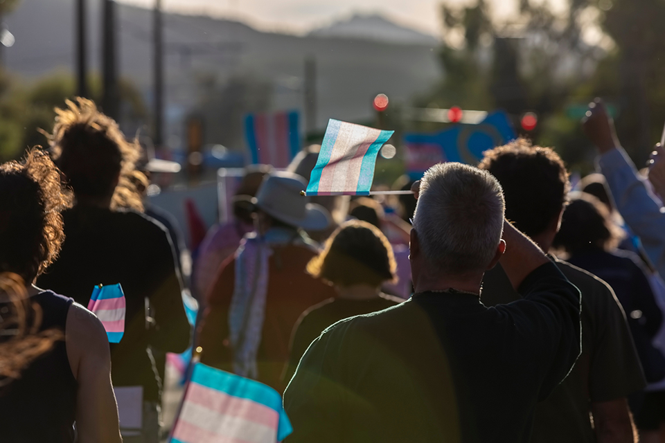 marchers at a rally for transgender rights