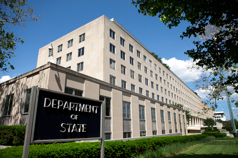 the sign in front of the Department of State