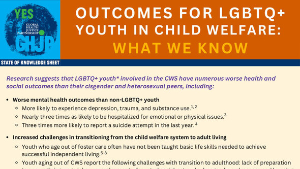 State of Knowledge Sheet 3 Outcomes for LGBTQ+ Youth in Child Welfare