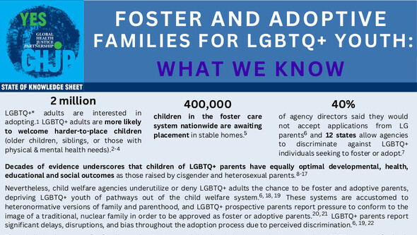 State of Knowledge Sheet 5 Foster and Adoptive Families for LGBTQ+ Youth