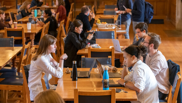 students in the Ruttenberg Dining Hall