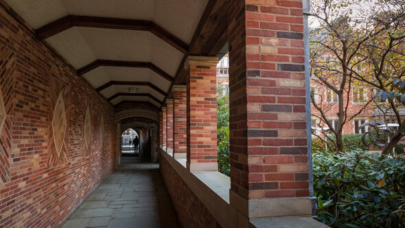 brick covered walkway at Yale Law School