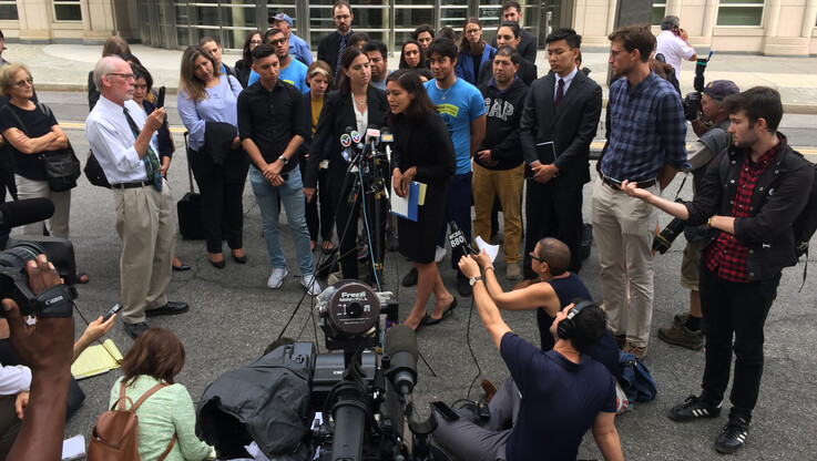 YLS students speaking at a 2017 press conference