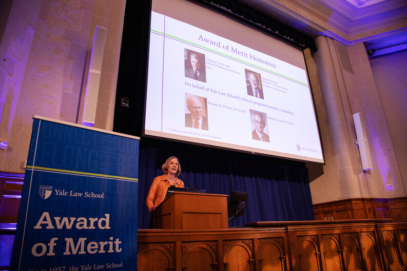 Dean Heather Gerken presents the Award of Merit