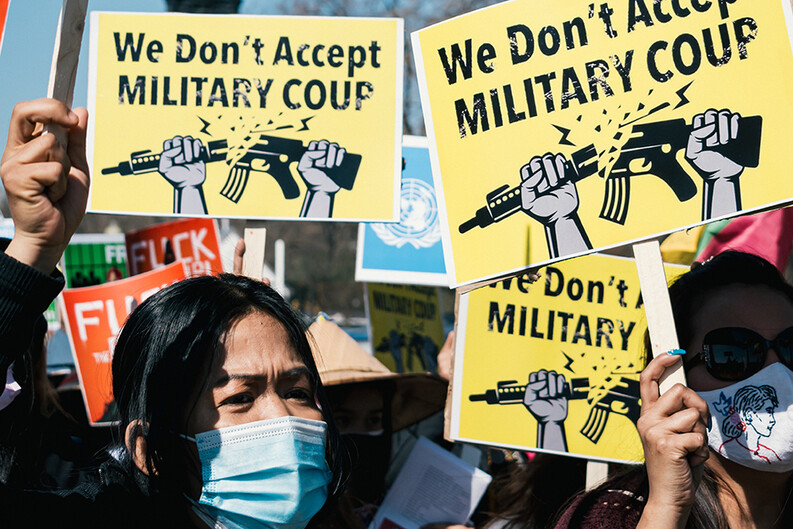 protest against Myanmar coup in Washington, DC