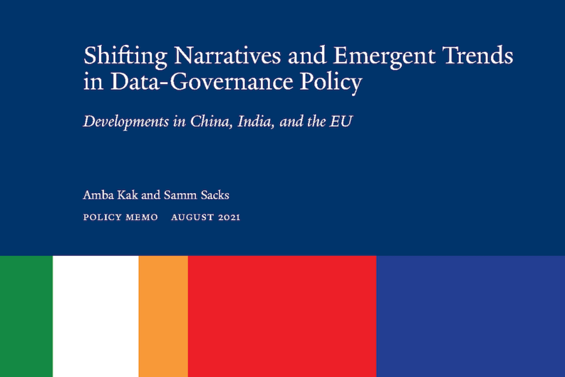 Cover detail of “Shifting Narratives and Emergent Trends in Data Governance Policy: Developments in China, India, and the EU”