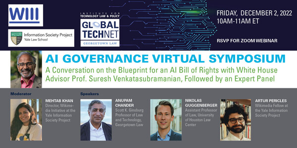 A poster for the "AI Governance Virtual Symposium." See details for the event below.