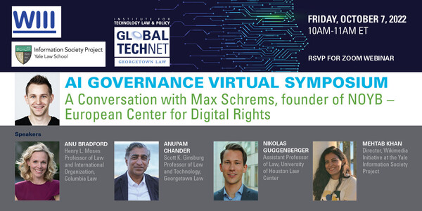 A poster for the "AI Governance Virtual Symposium." See details below.