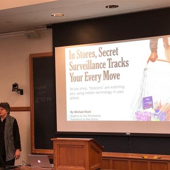 April Lorenzen speaking at Yale Law School