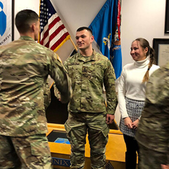 Devin Froseth getting promoted to First Lieutenant