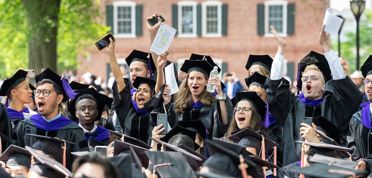 YLS students cheer during the Old Campus commencement ceremony