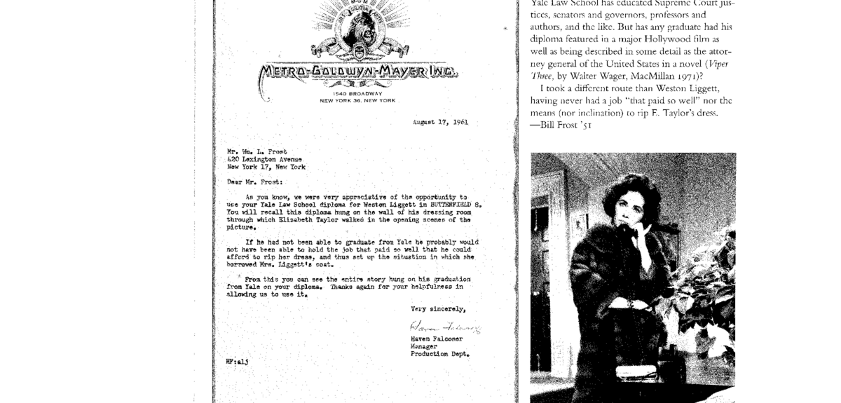 Letter from MGM about Butterfield 8