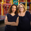 Jessica Sager and Janna Wagner standing in front of a playground