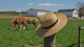 Amish hat on fencepost