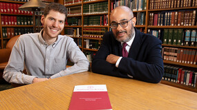 Greg Briker and Justin Driver in the Law Library