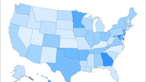 A color-coded U.S. map with the words "Palliative Care Legislation"