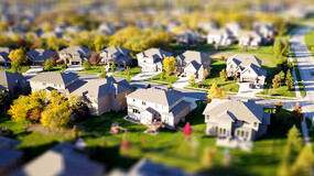 an aerial view of houses in a suburb