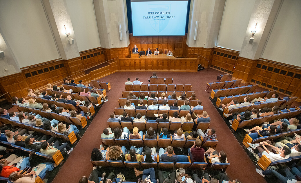 students in the YLS auditorium