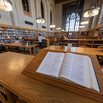 open book on a table in the Yale Law Library